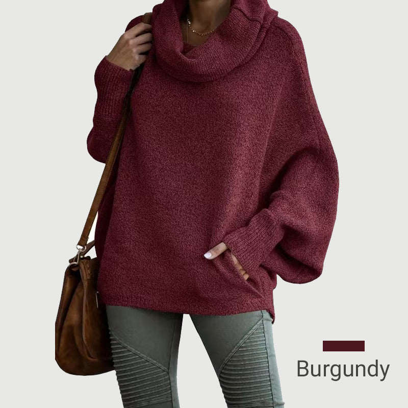 🥳 Women's Batwing Sleeve Turtleneck Sweater
