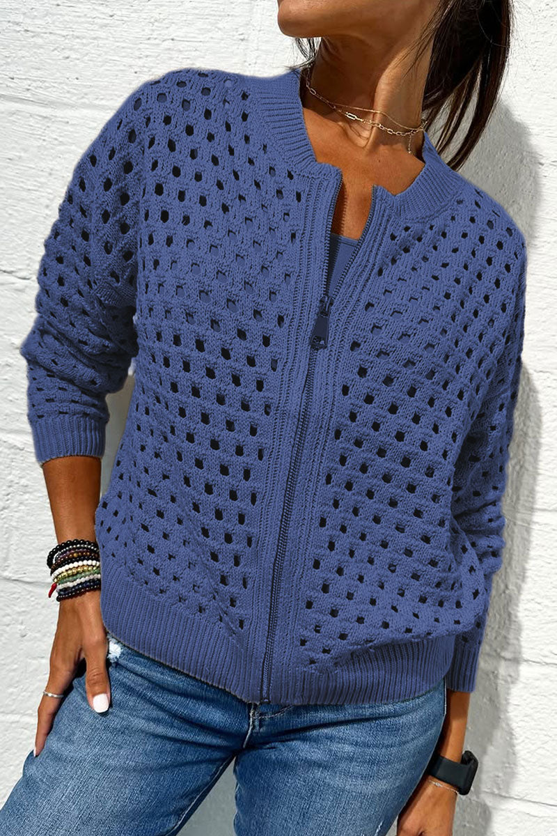 Openwork zipper jacket