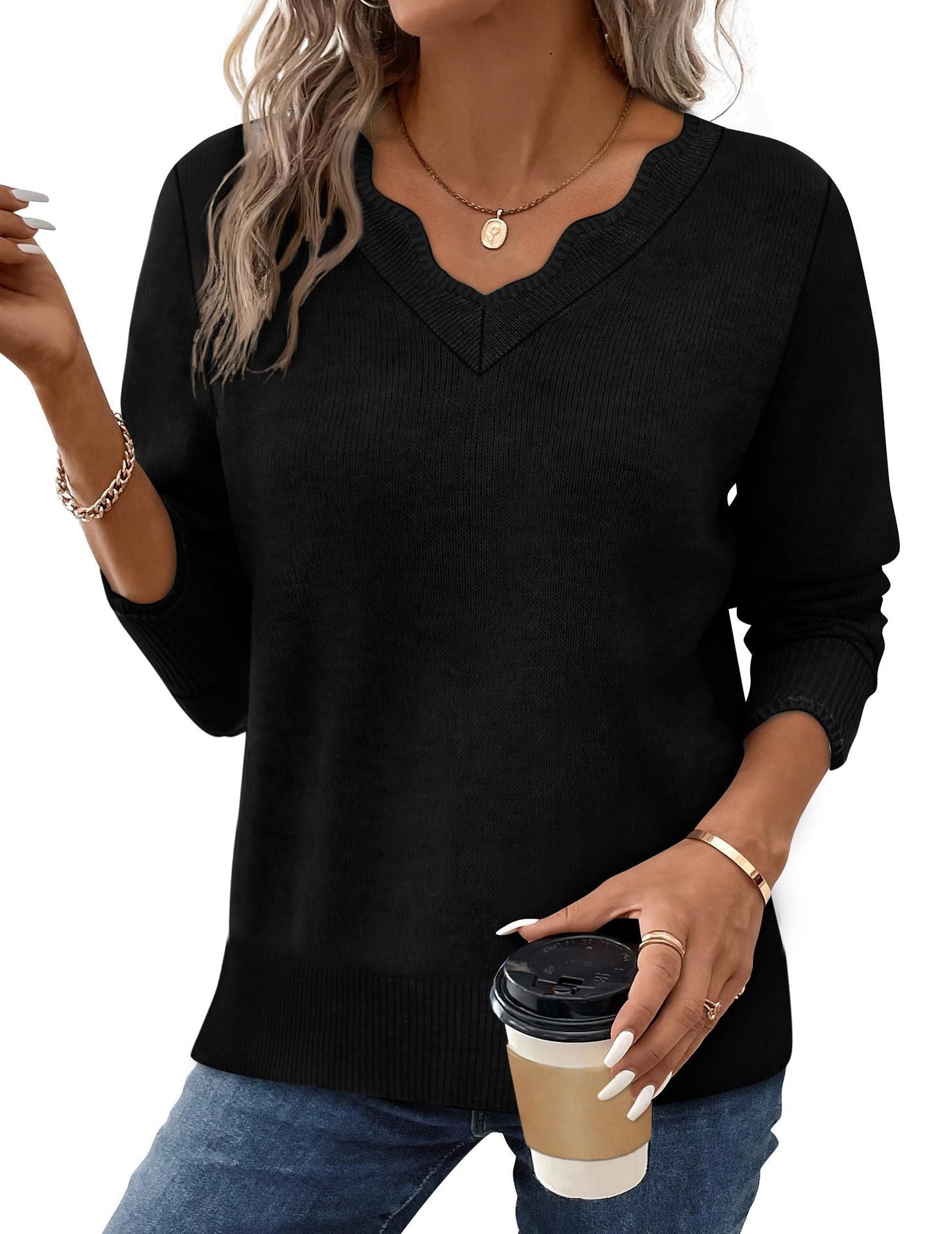 Simple and elegant solid color knitwear