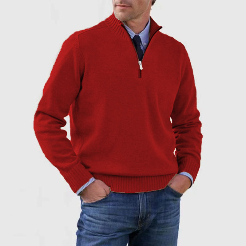High-neck zippered sweater