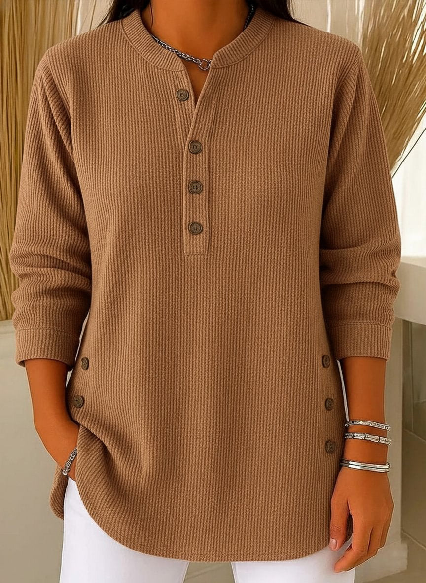everyday V-neck button-down shirt