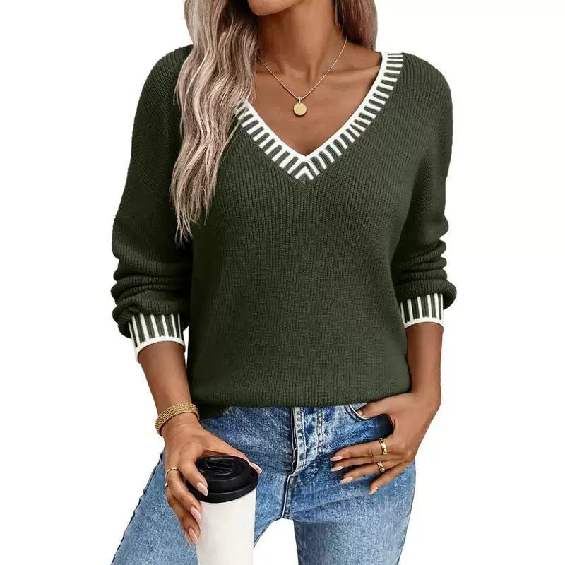 Retro Colorblock Knit Sweater